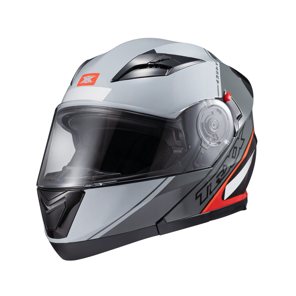 Capacete Texx Escamot Gladiator V3 Makan Cinza Vermelho