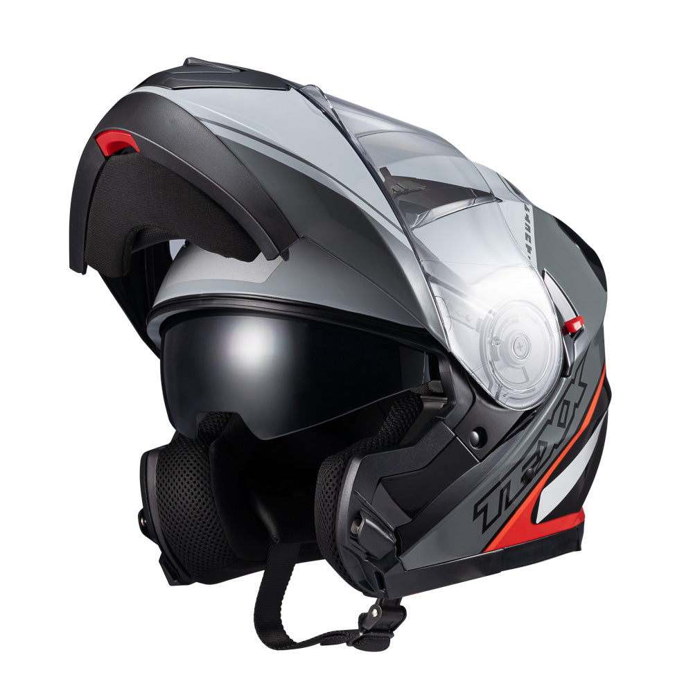 Capacete Texx Escamot Gladiator V3 Makan Cinza Vermelho