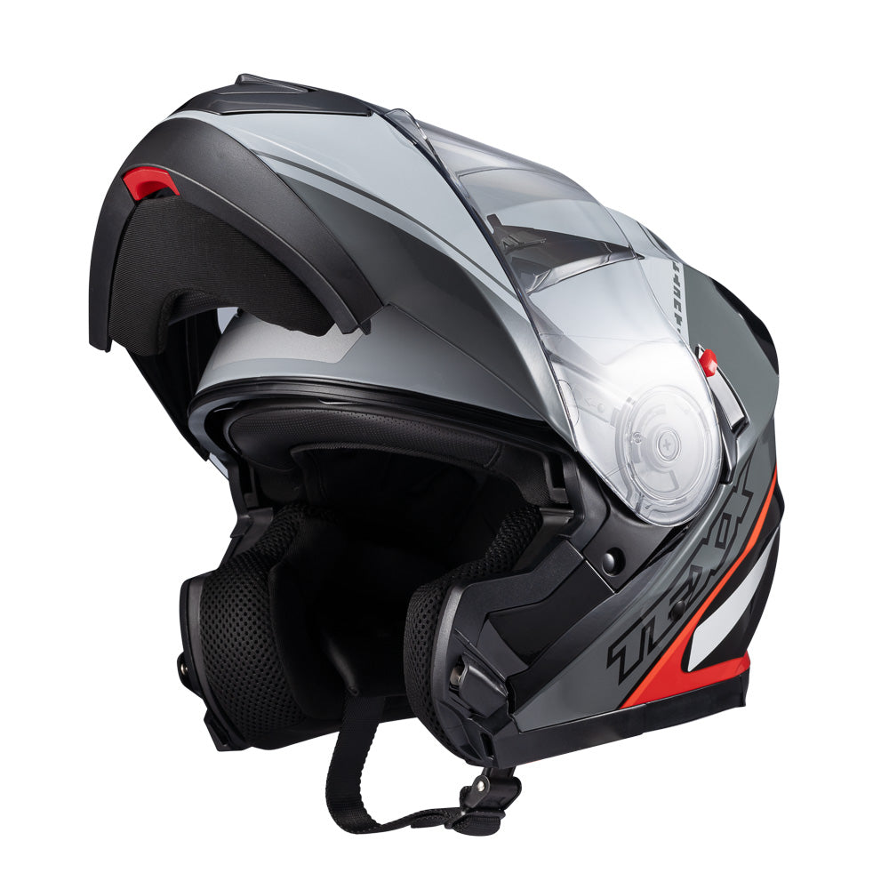 Capacete Texx Escamot Gladiator V3 Makan Cinza Vermelho