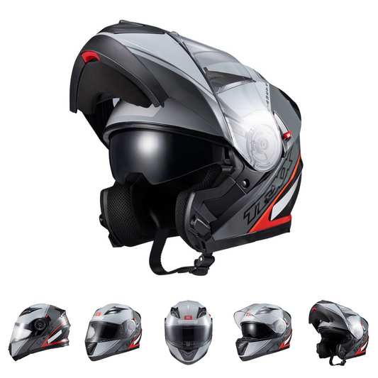 Capacete Texx Escamot Gladiator V3 Makan Cinza Vermelho